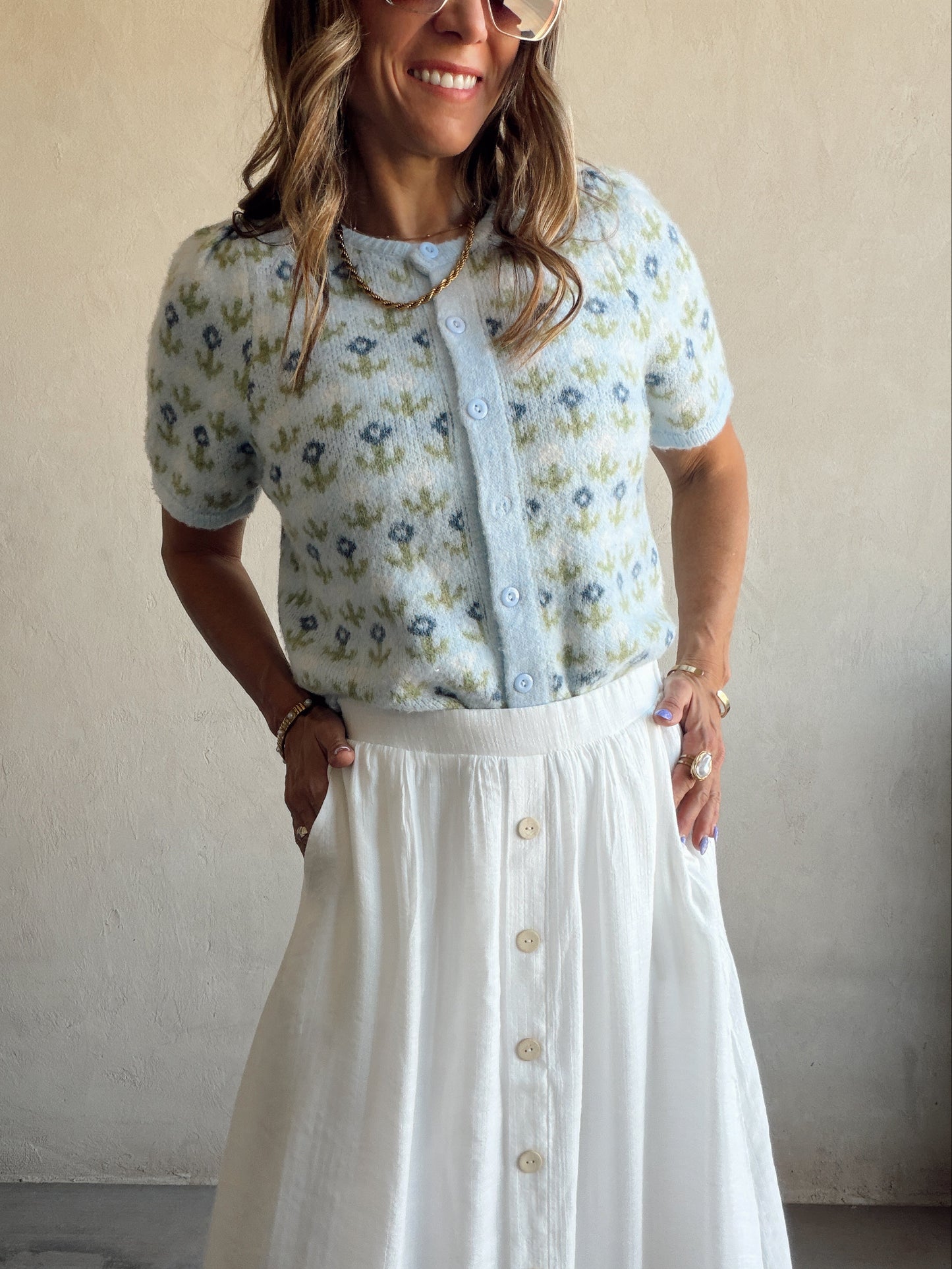 Kynlee Skirt in Linen White