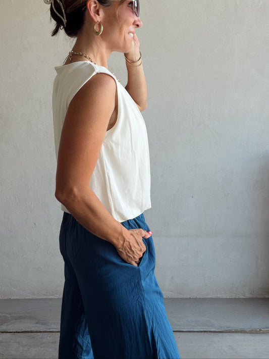 Wendy Double Lined Sleeveless Top in Ivory-Ships October 6th