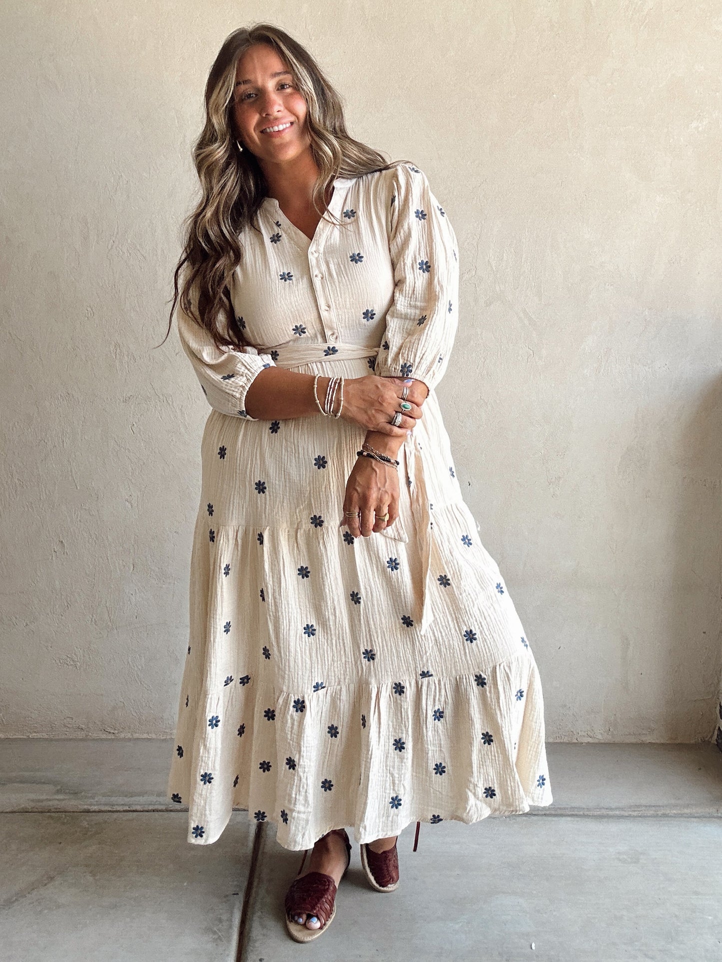 Eden Embroidered Dress in Cream