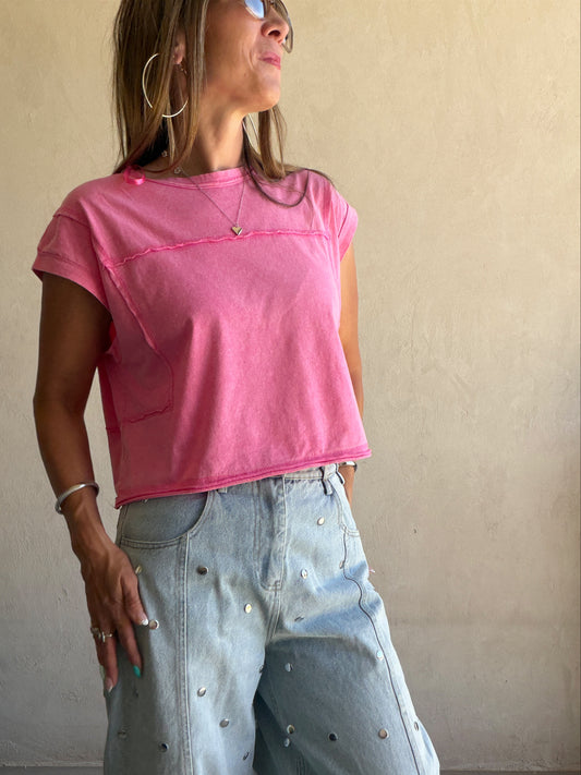 Emmie Top in Mineral Wash Pink