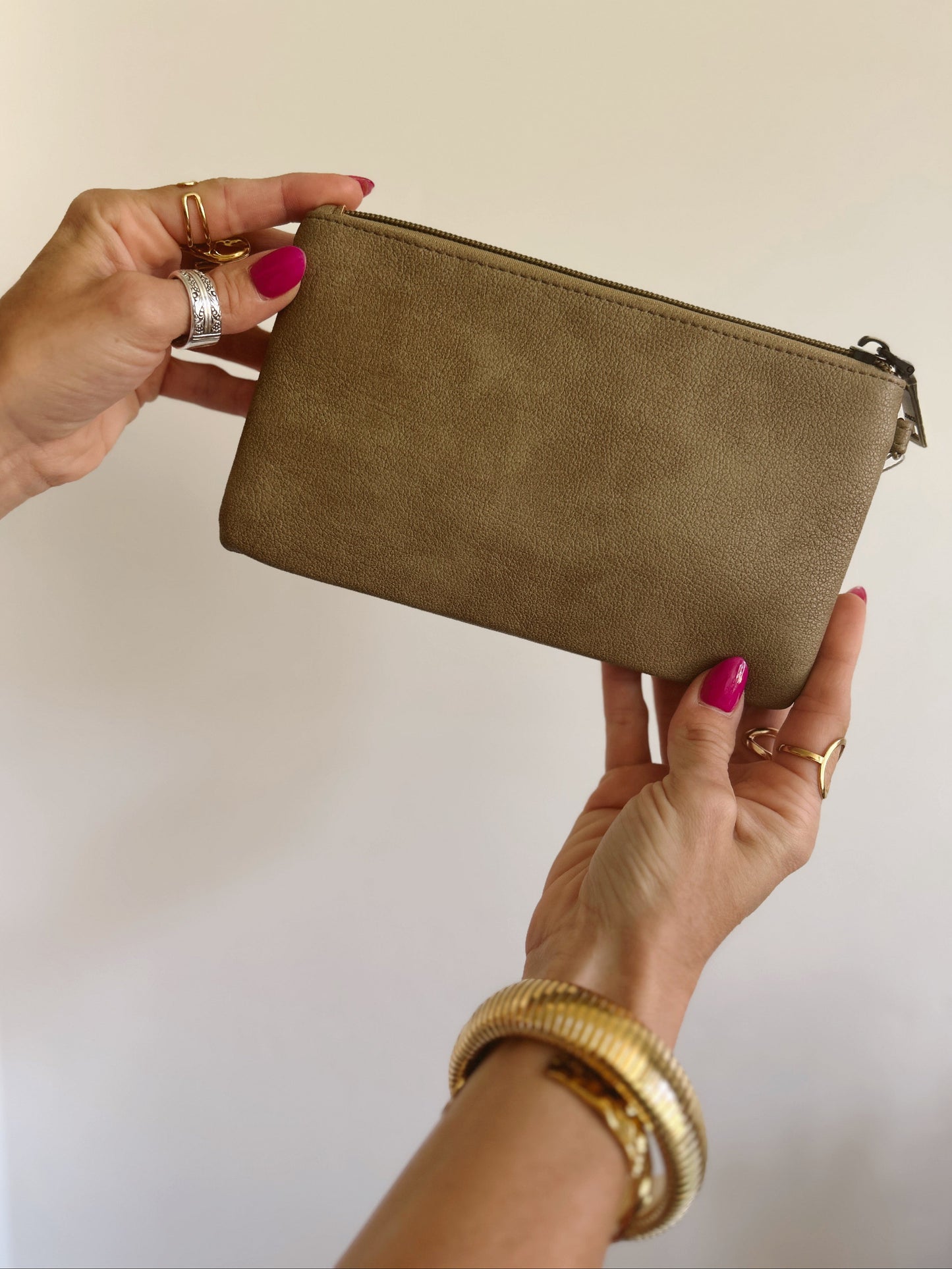 Joy Studded Wallet/Purse in Dusty Olive