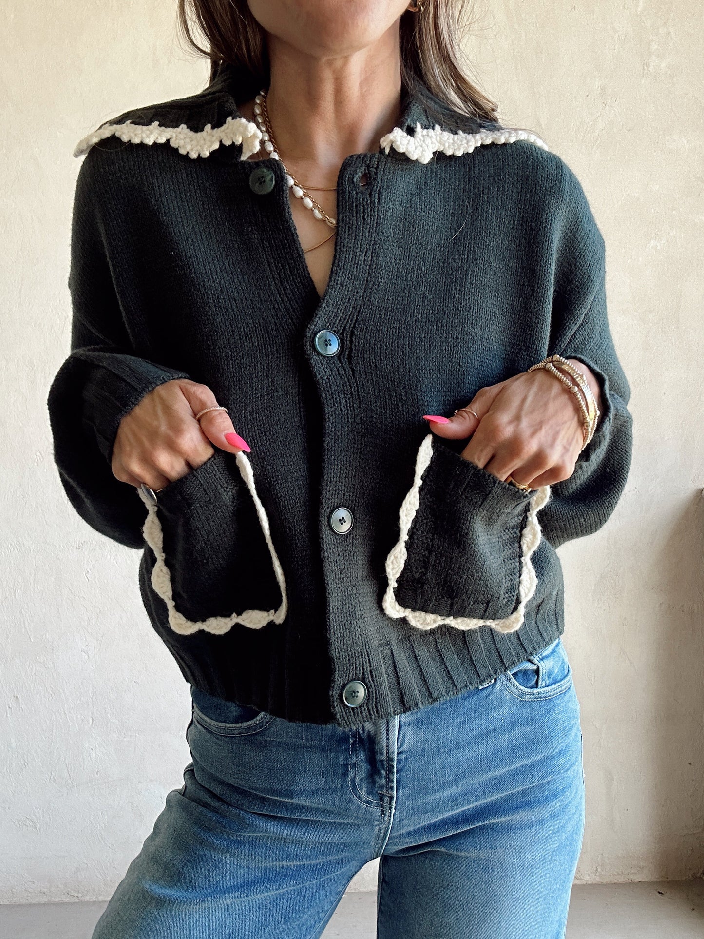Lizzy Doll Collar Sweater in Evergreen