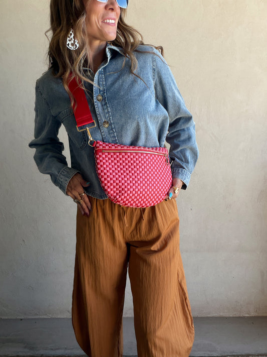 Betty Crossbody Bag in Raspberry & Pink