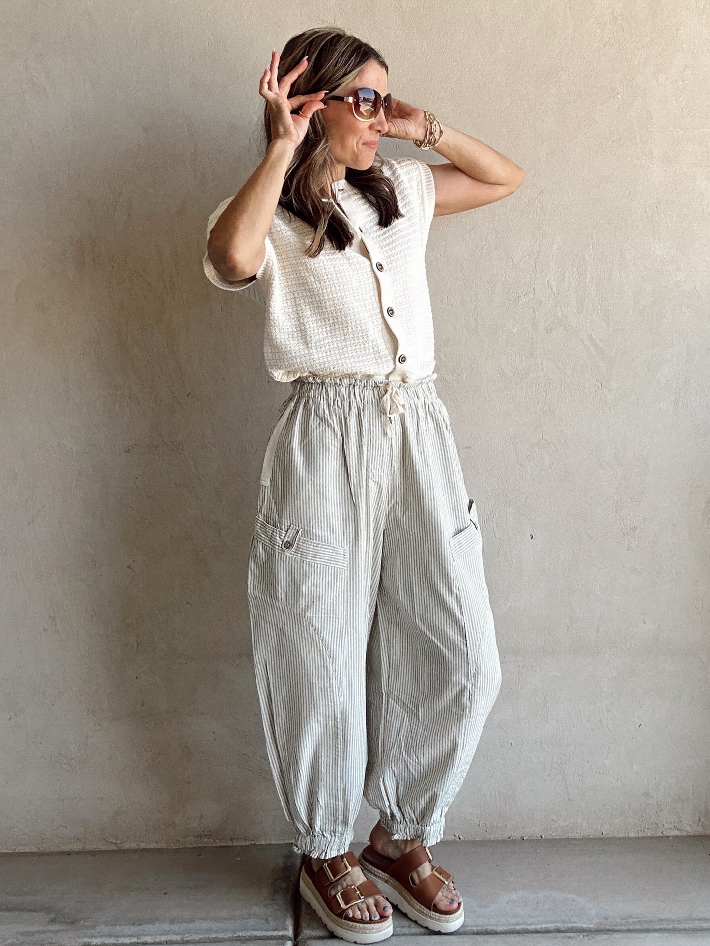 Cambria Pants in Cream, Olive, & Navy