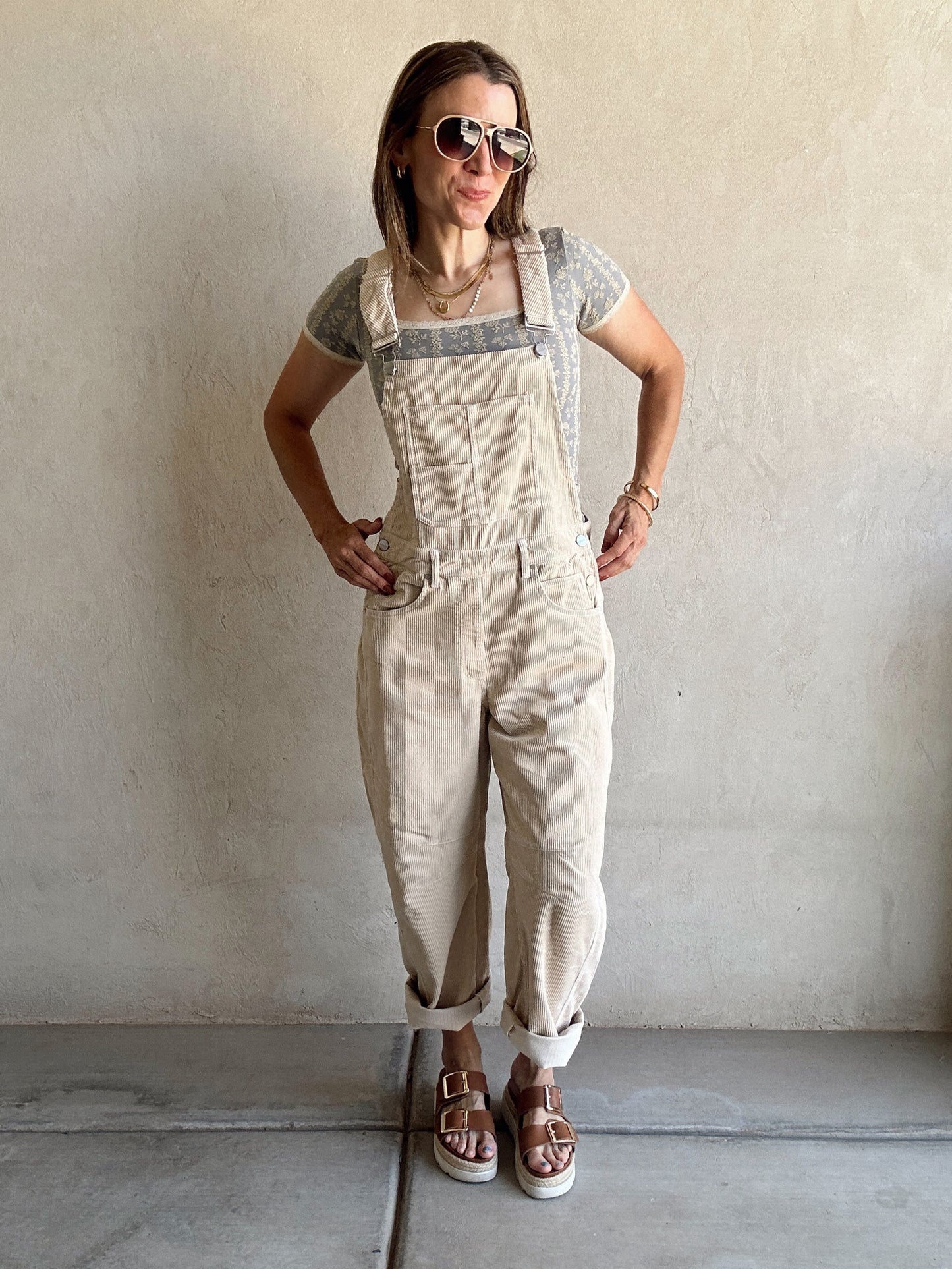 Jaylen Corduroy Overalls in Oat