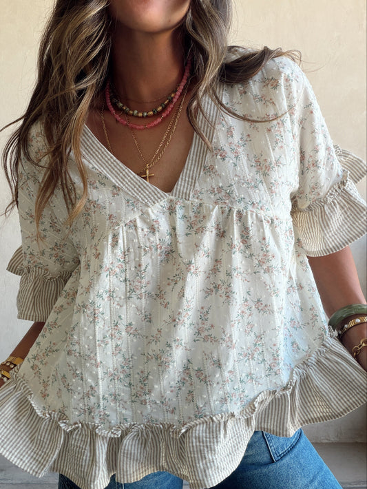 Hazel Ruffle Boho Top