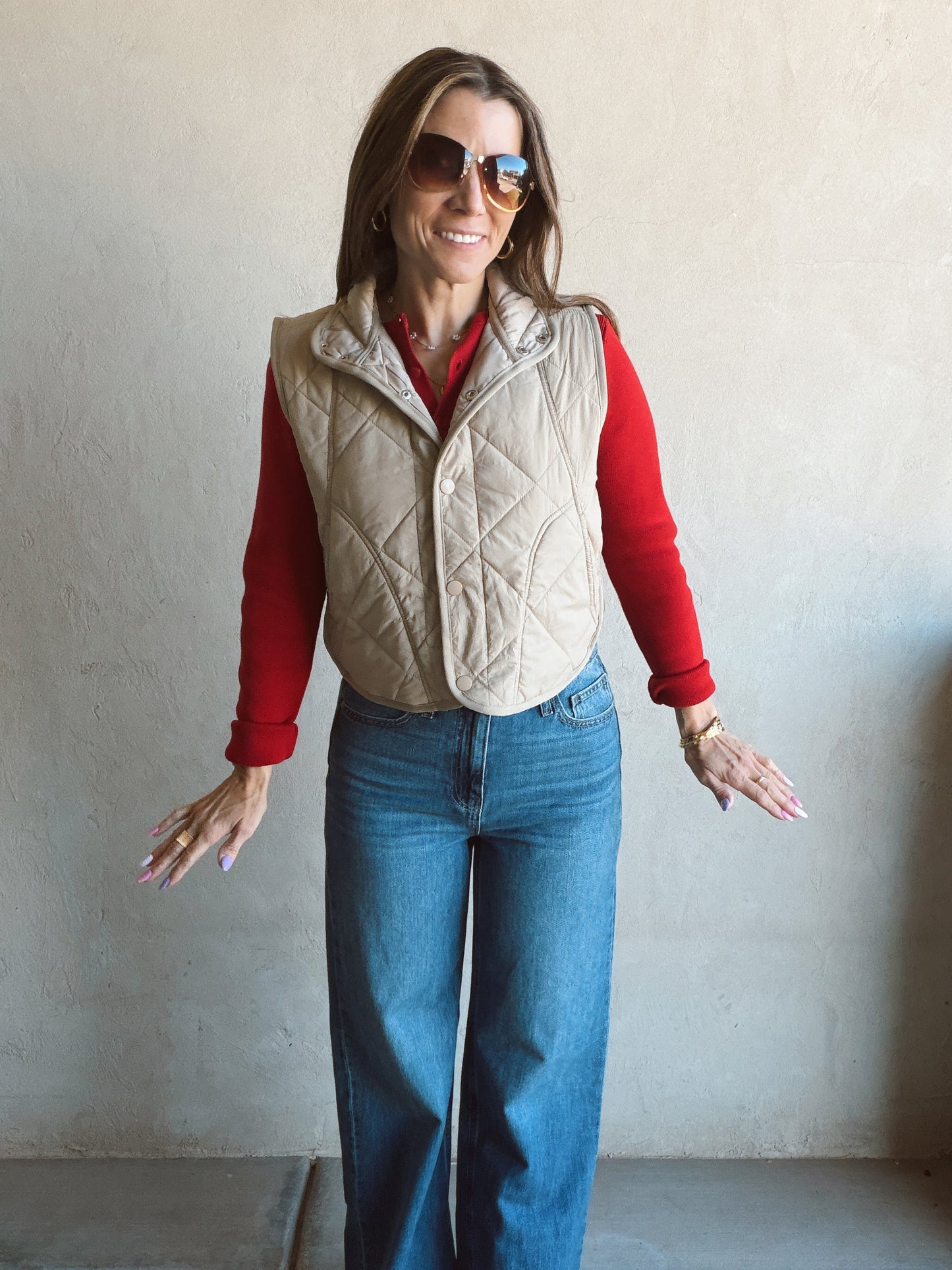 Rebecca Puffer Vest in Taupe