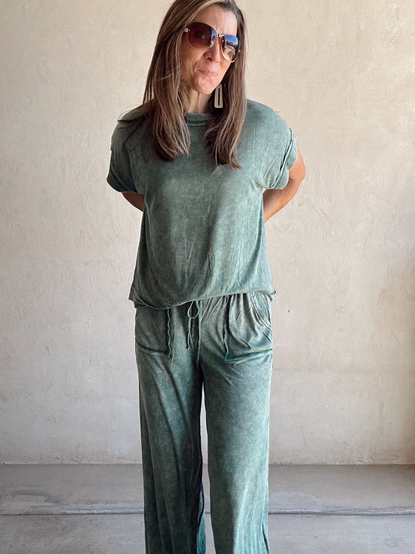 Jackie Ribbed Set in Green