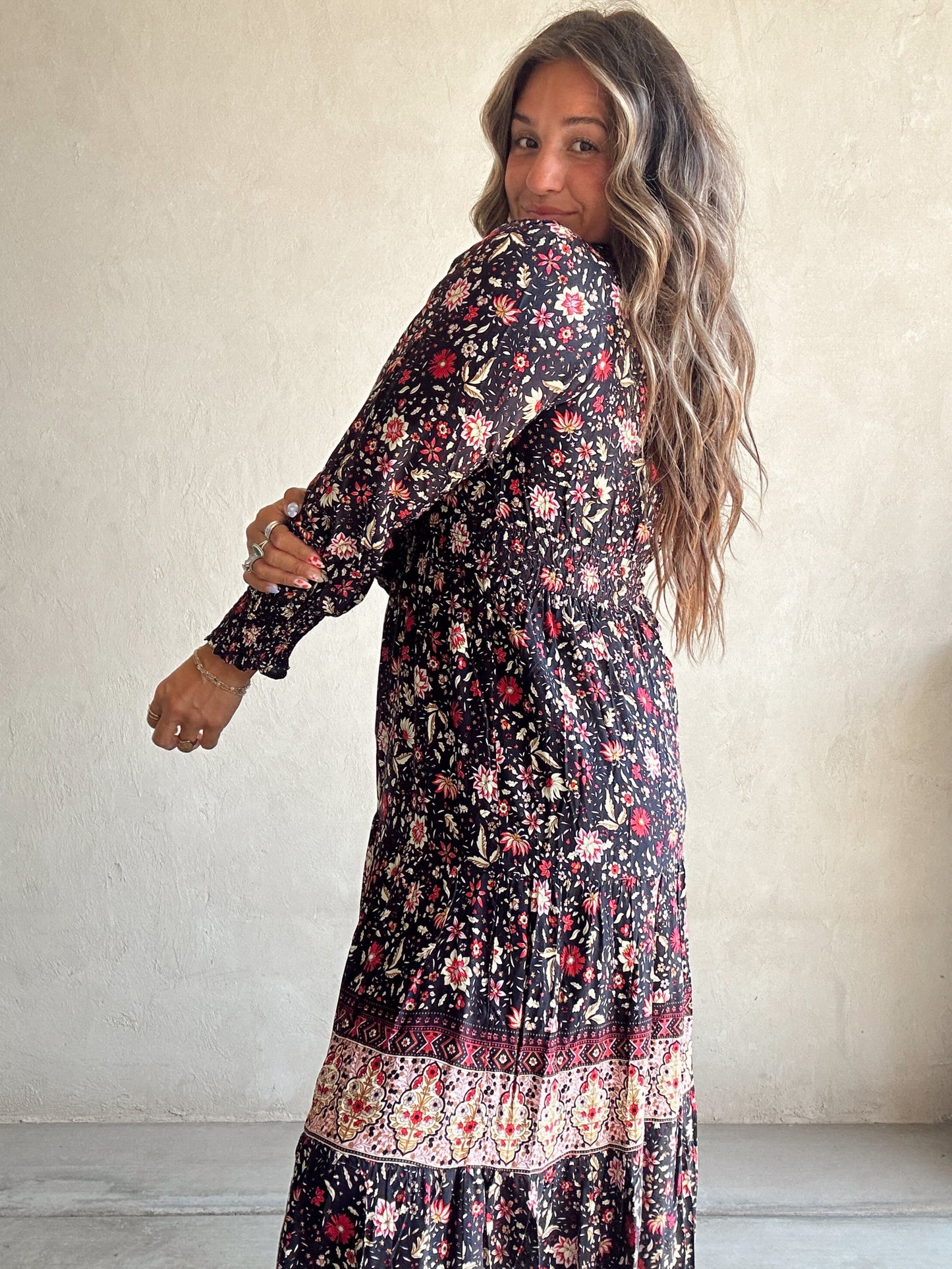 Maggie Border Print Maxi Dress