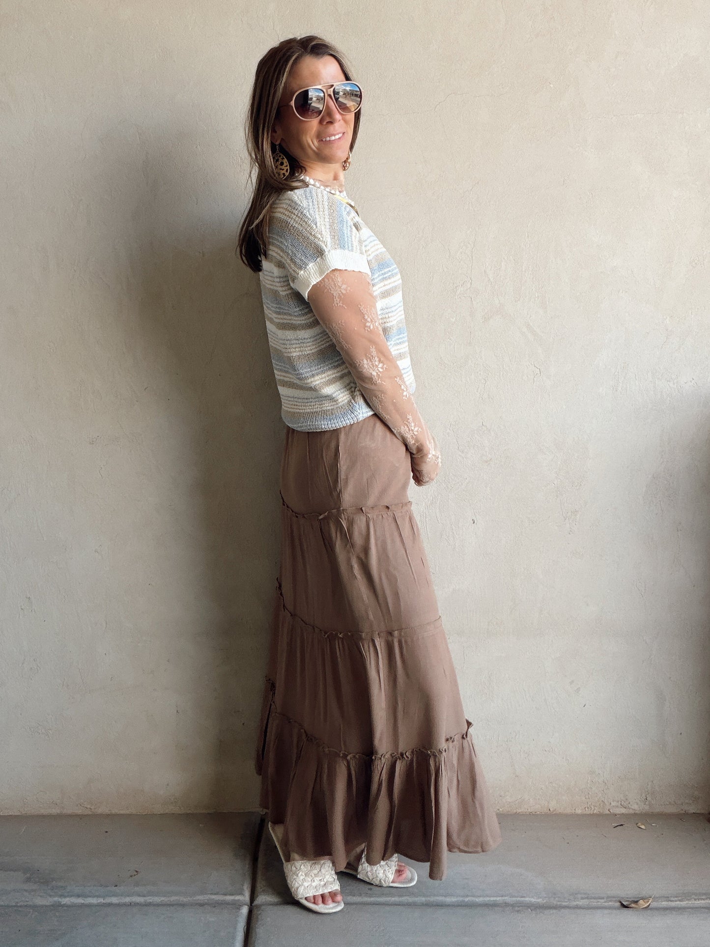 Kenzey Mesh Top in Beige