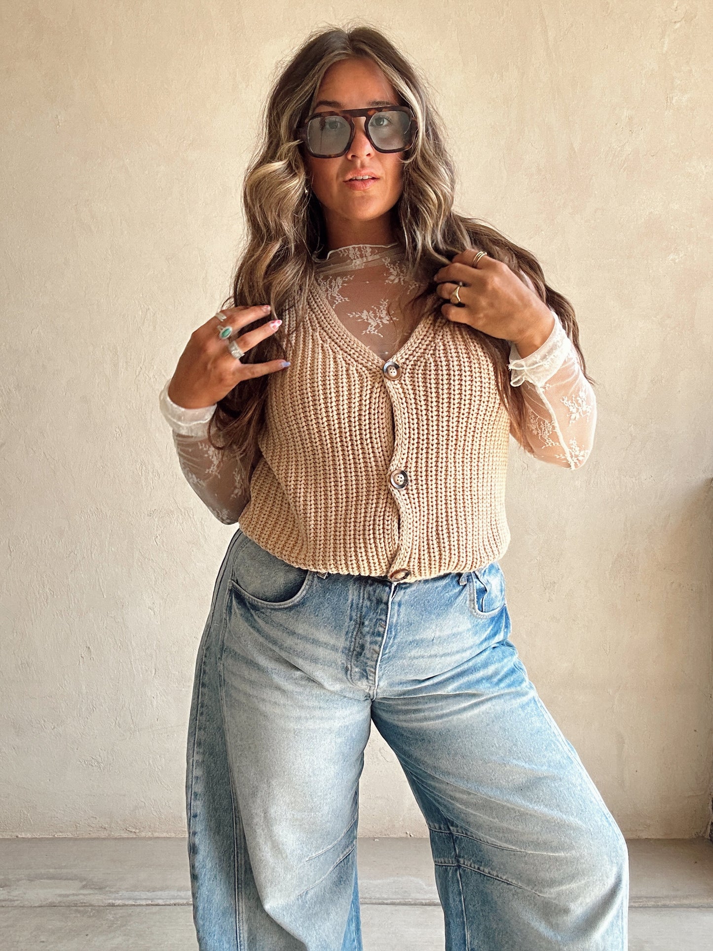 Macie Mineral Wash Vest in Taupe