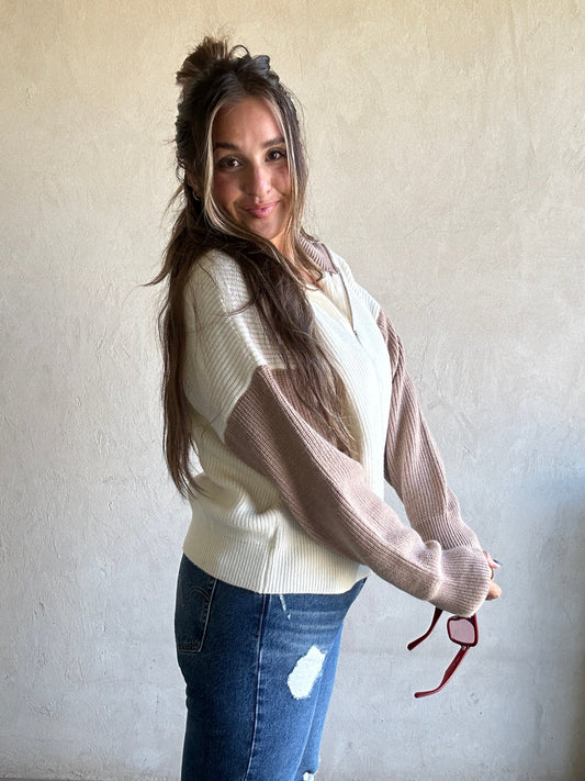 Kerianne Sweater in Beige & Cream