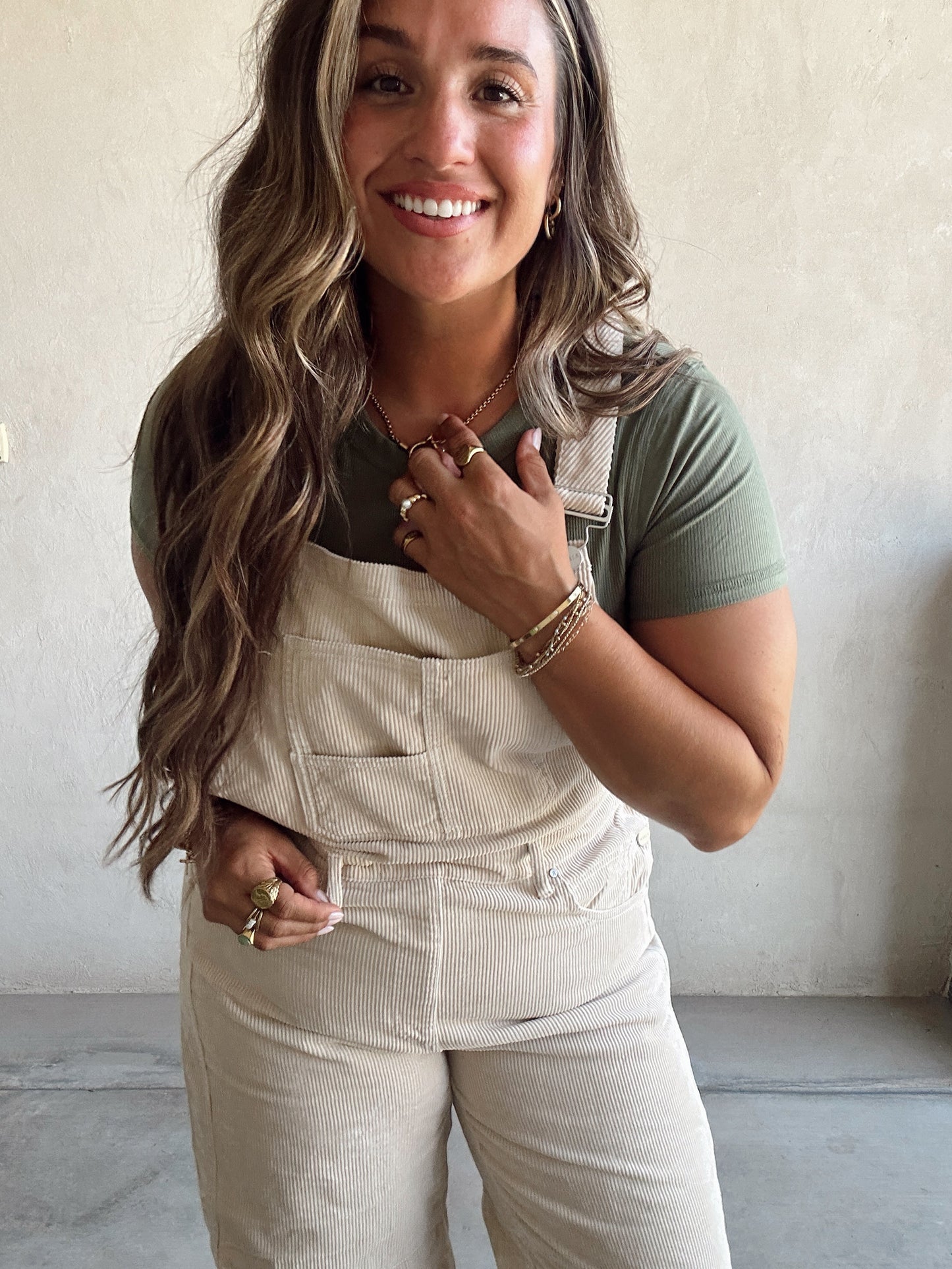 Jaylen Corduroy Overalls in Oat