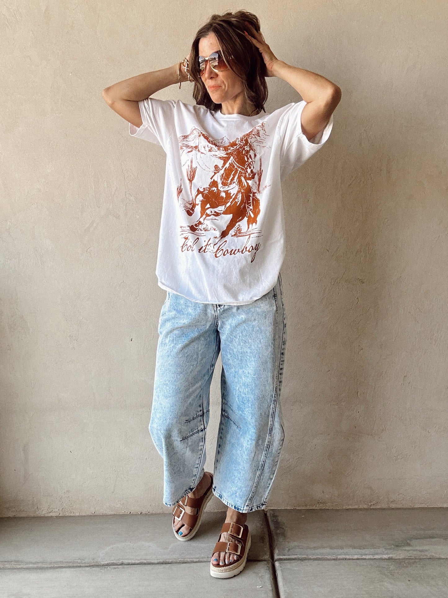 Cool it Cowboy Tee in White