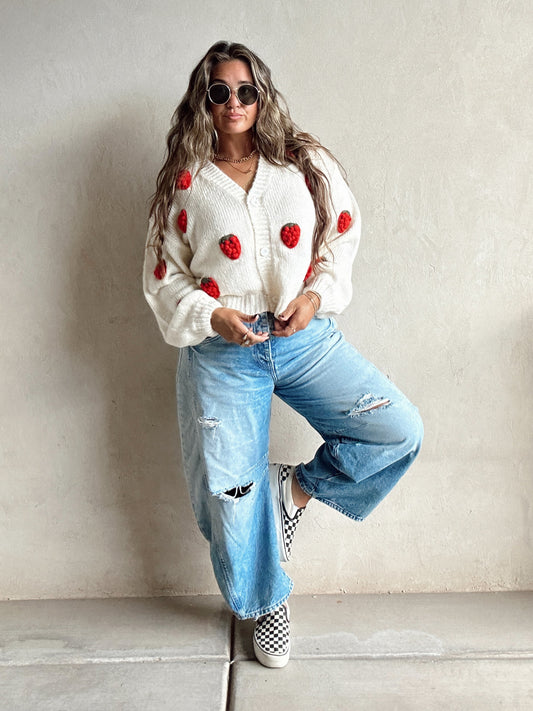 Eden Strawberry Sweater in Ivory
