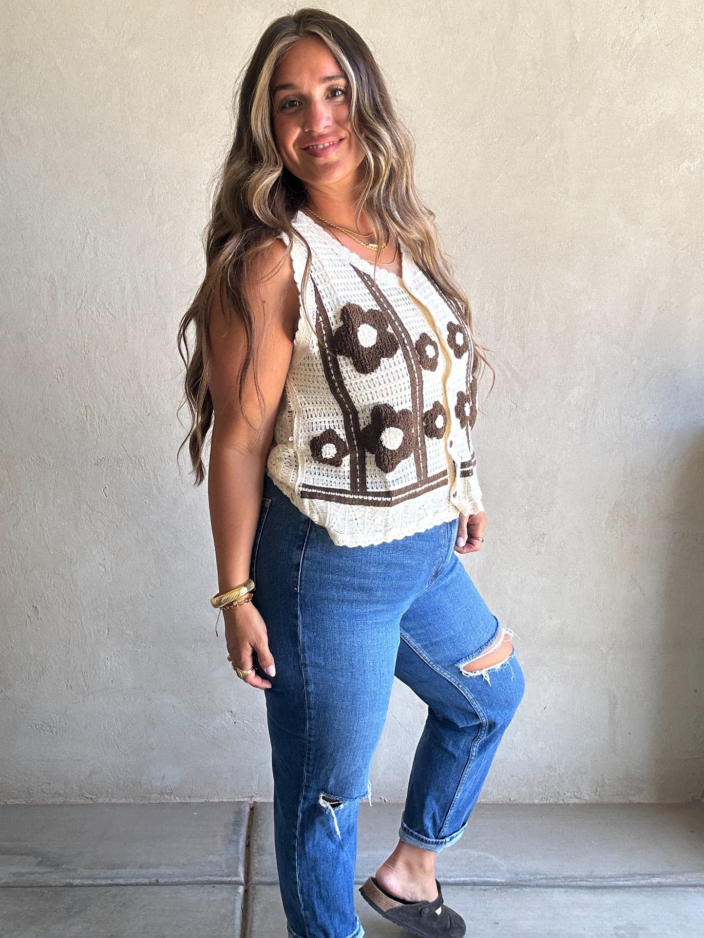 Lila Vest in Chocolate & Cream