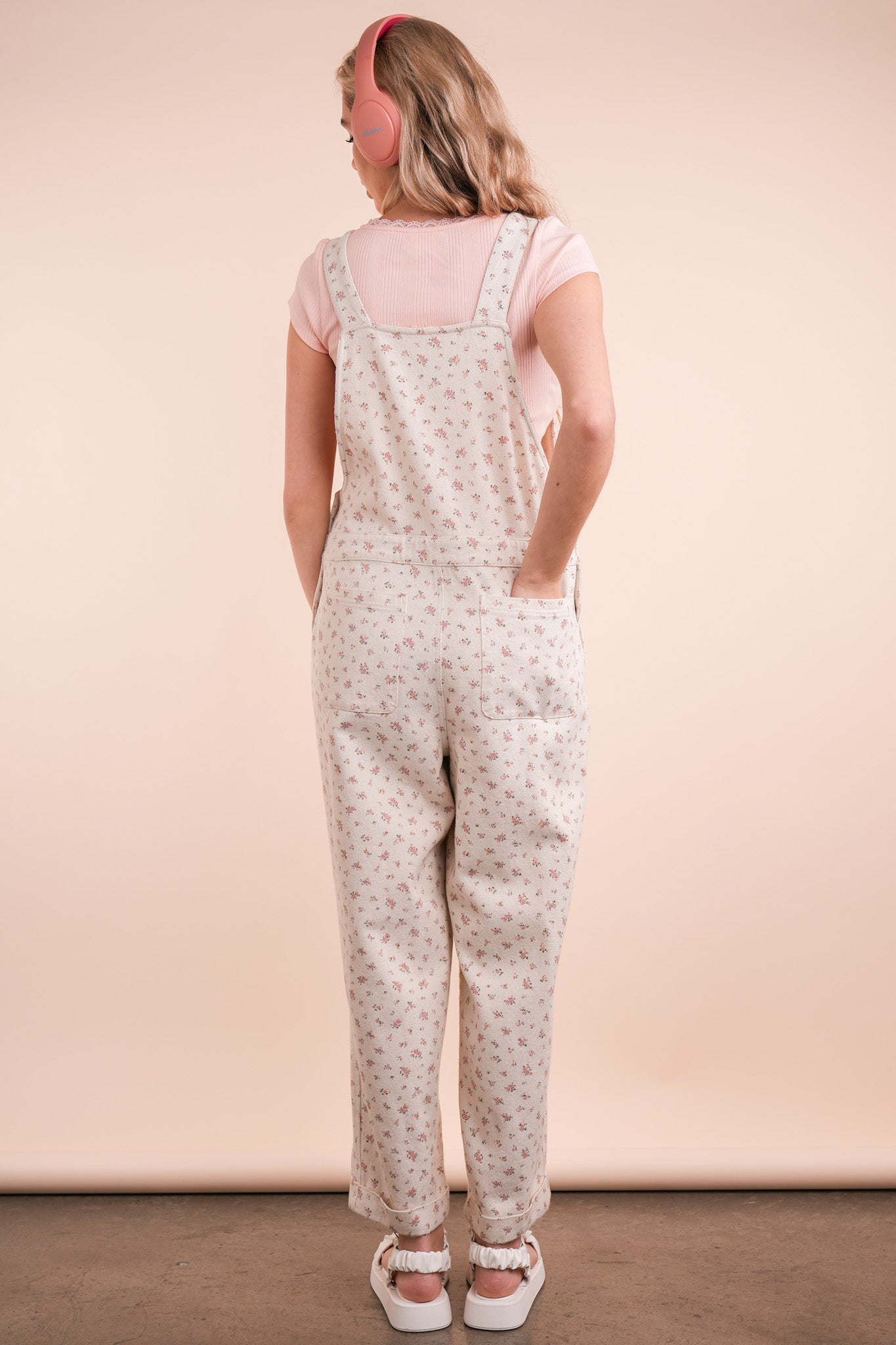 Kara Floral Overalls in Oatmeal
