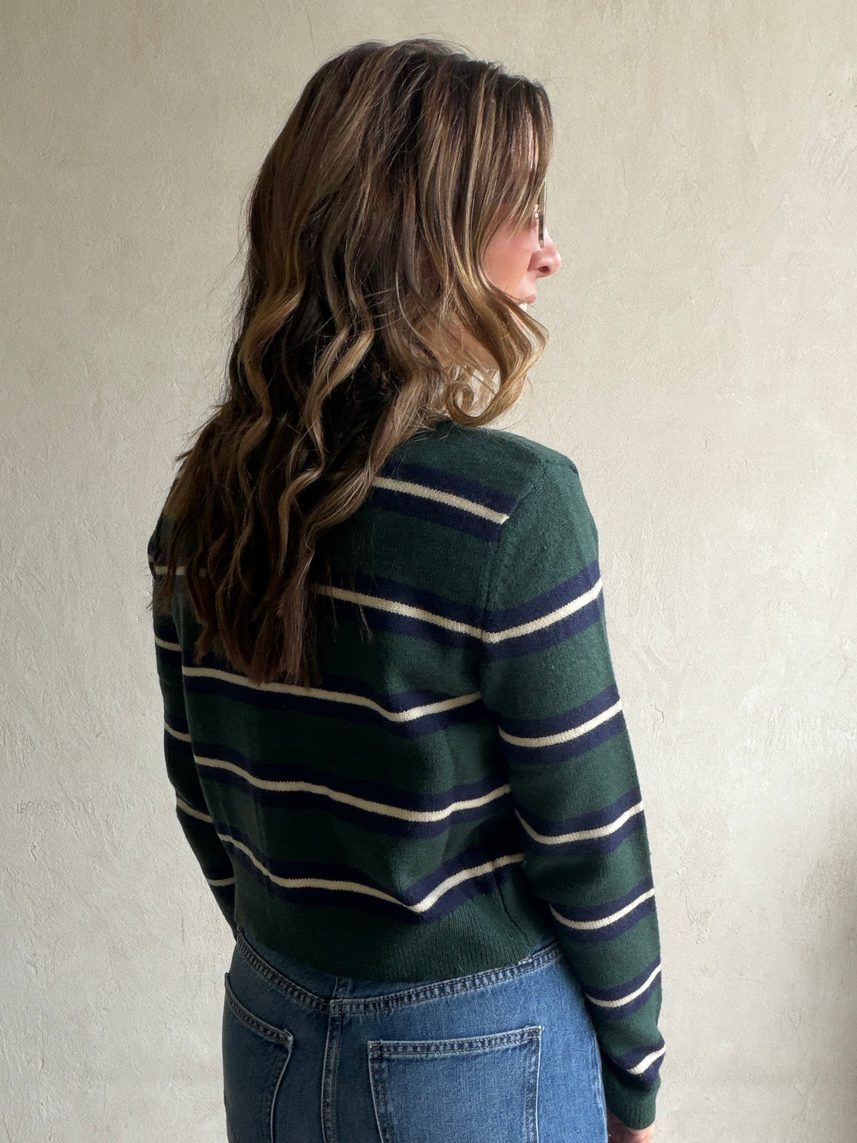 Kimberly Striped Sweater in Hunter Green
