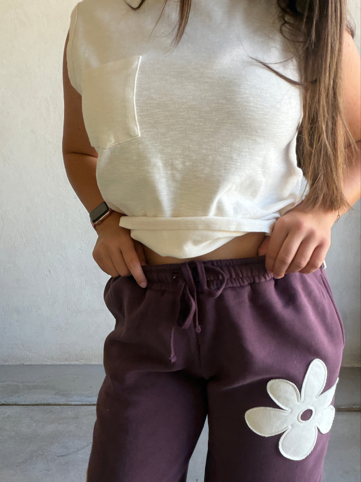 Flower Sweatpants in Eggplant