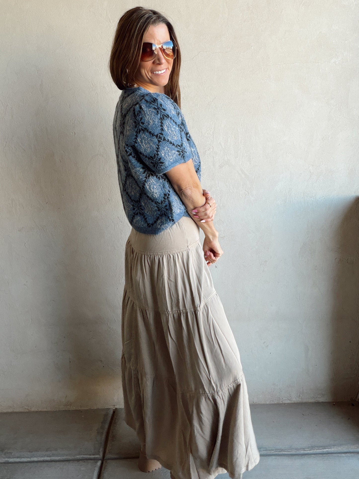 Bella Tiered Skirt in Taupe