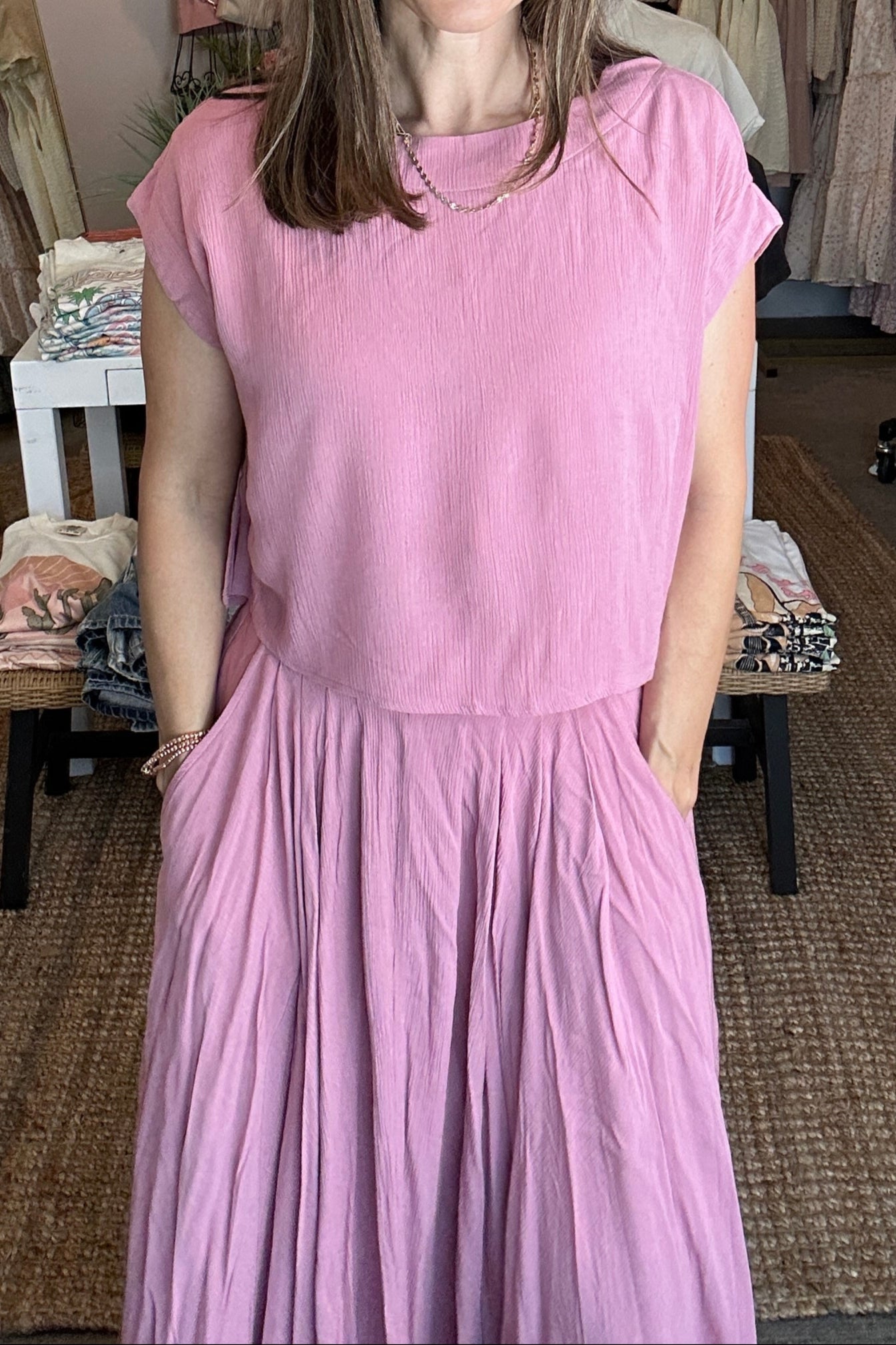 Gauze Crop and Skirt Set