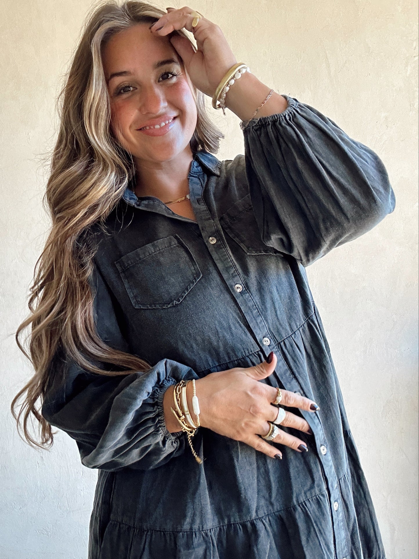 Keelee Tiered Dress in Black