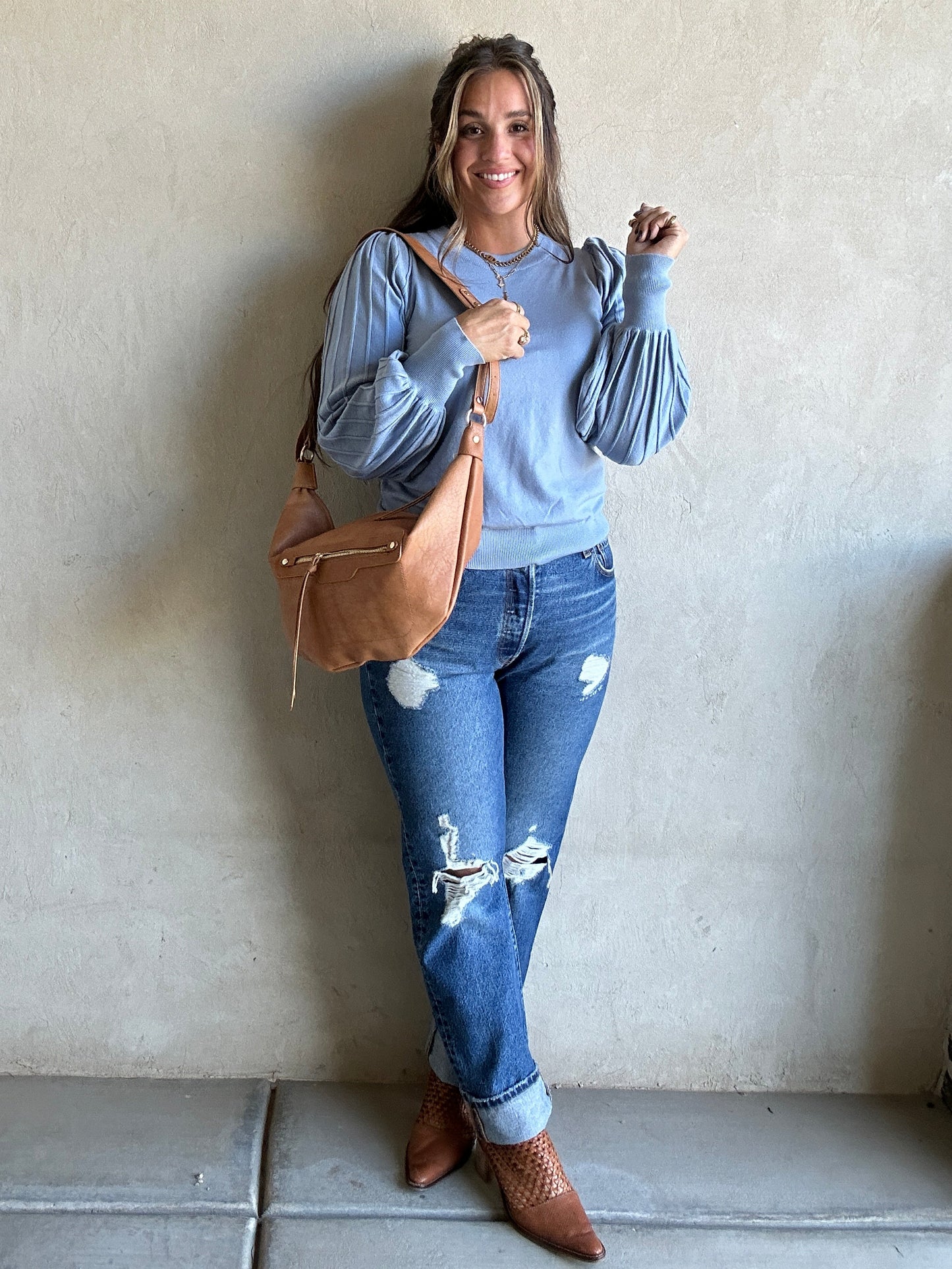 Michelle Sweater in Dusty Blue