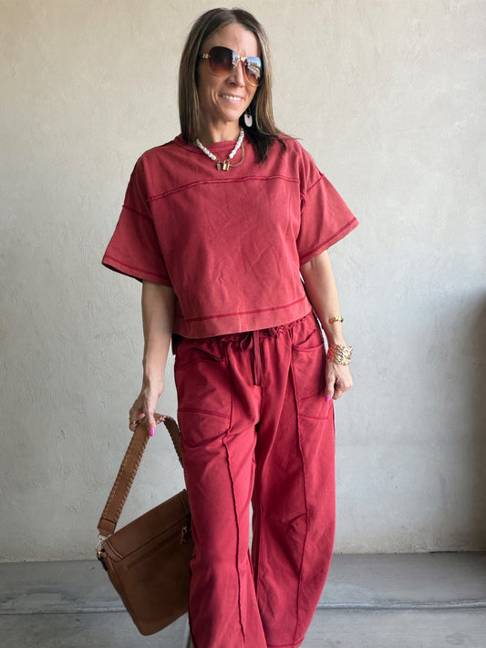 Clara Set in Mineral Washed Crimson Red