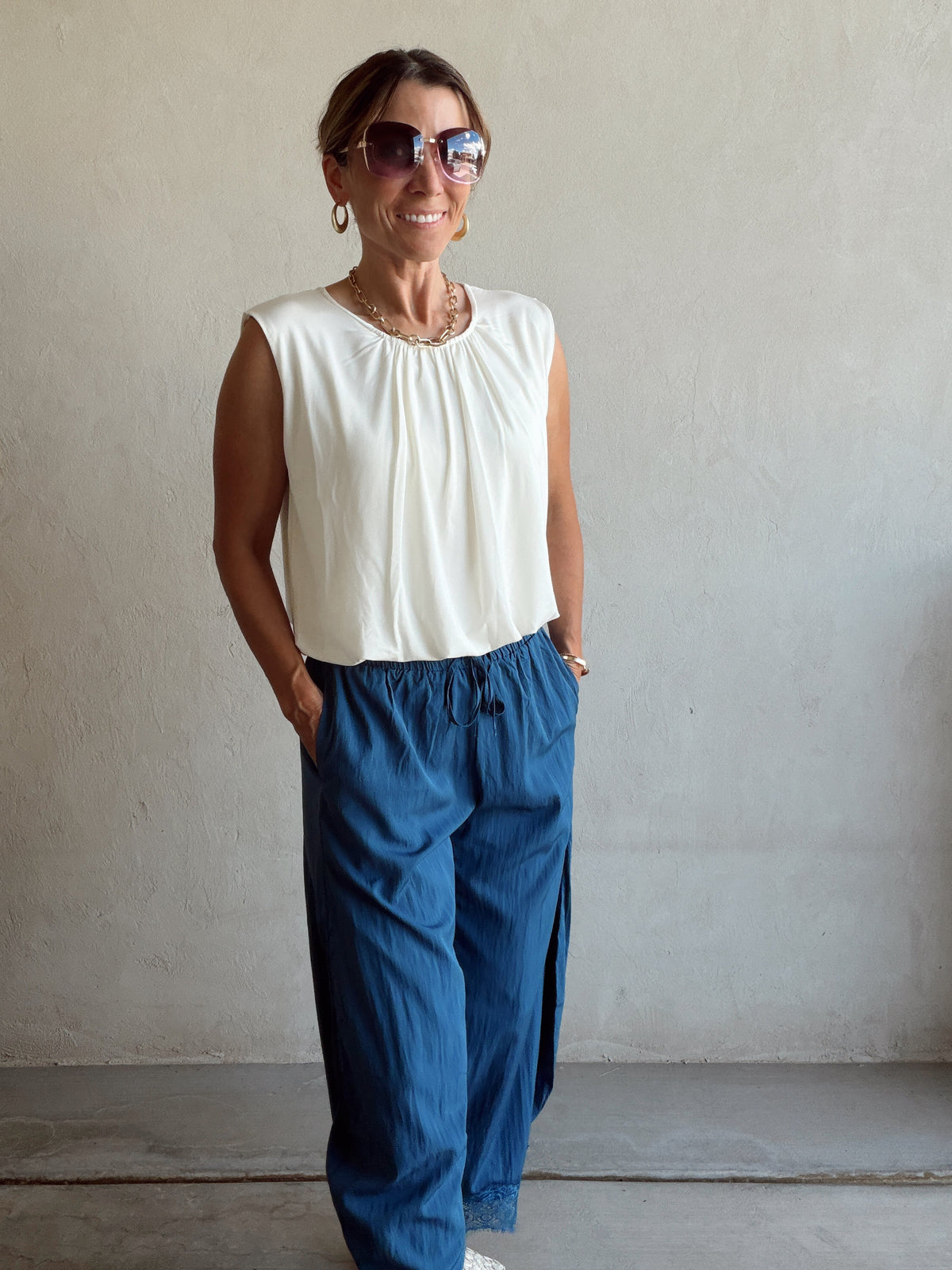 Wendy Double Lined Sleeveless Top in Ivory