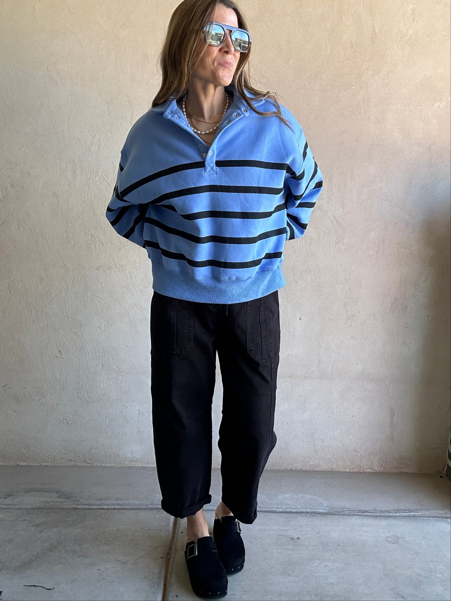 Kaylani Sweatshirt in Blue & Black
