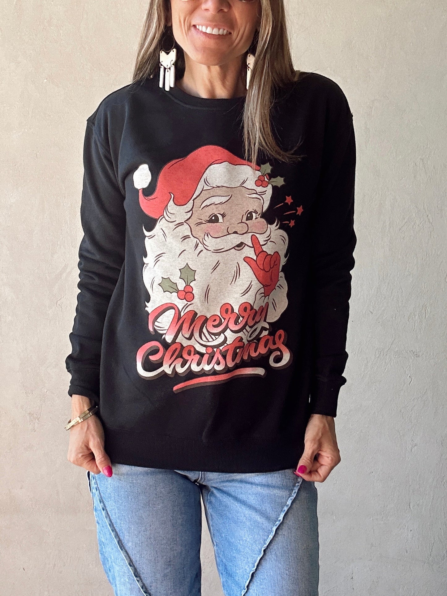 Merry Christmas Sweatshirt in Black
