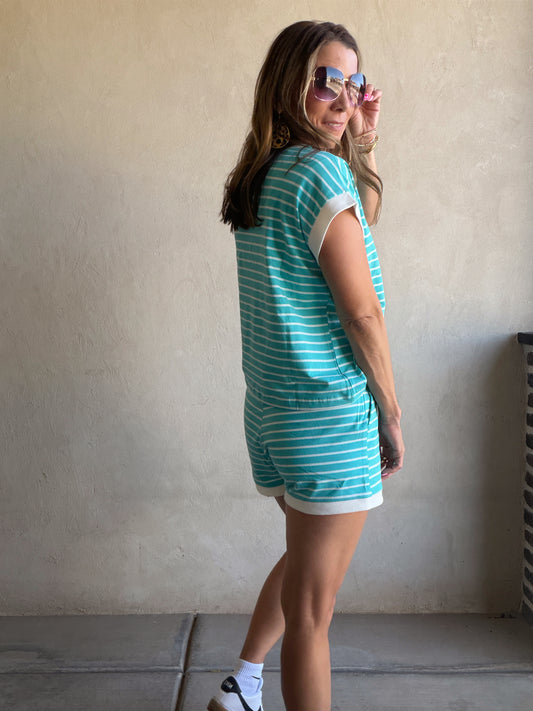 Sydney Stripe Set in Teal