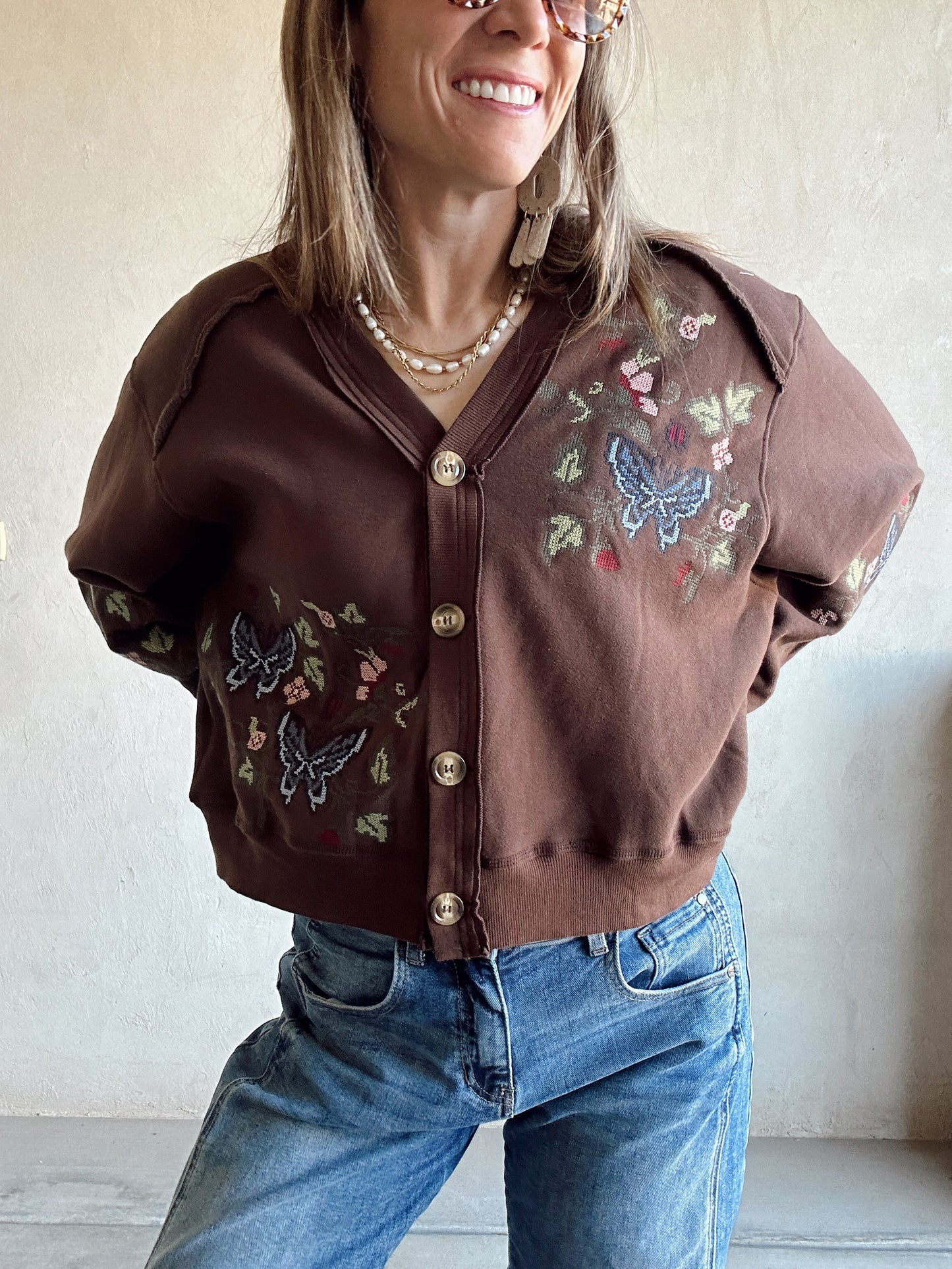 Eileen Cardigan in Chocolate Brown