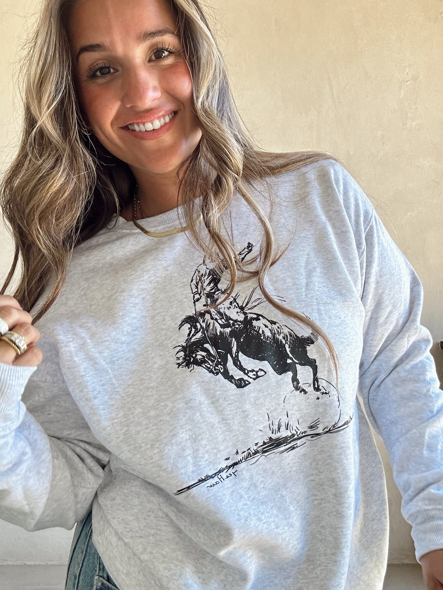 Christine Cowboy Sweatshirt in Heathered Gray