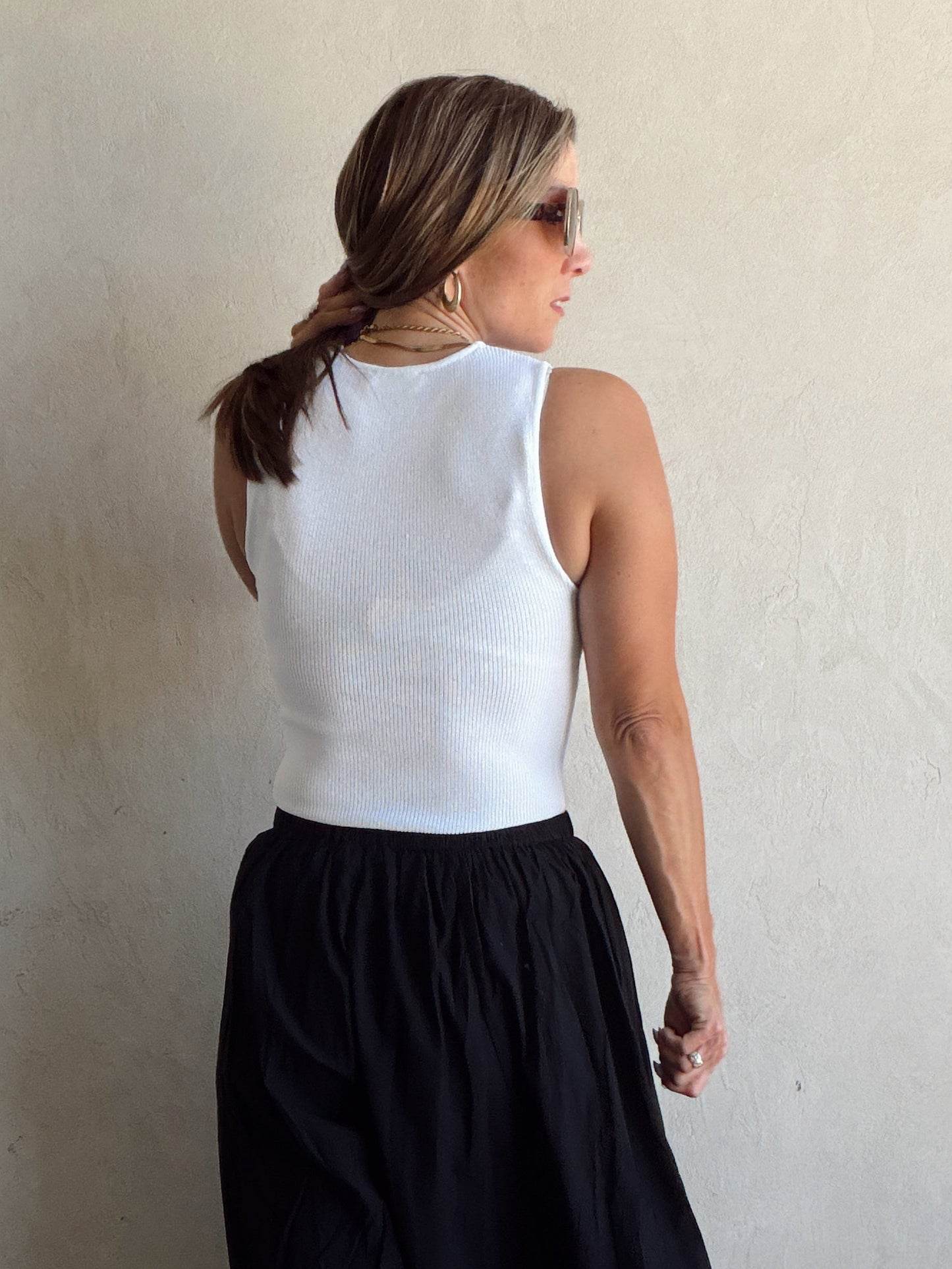 Willa Ribbed Tank in White