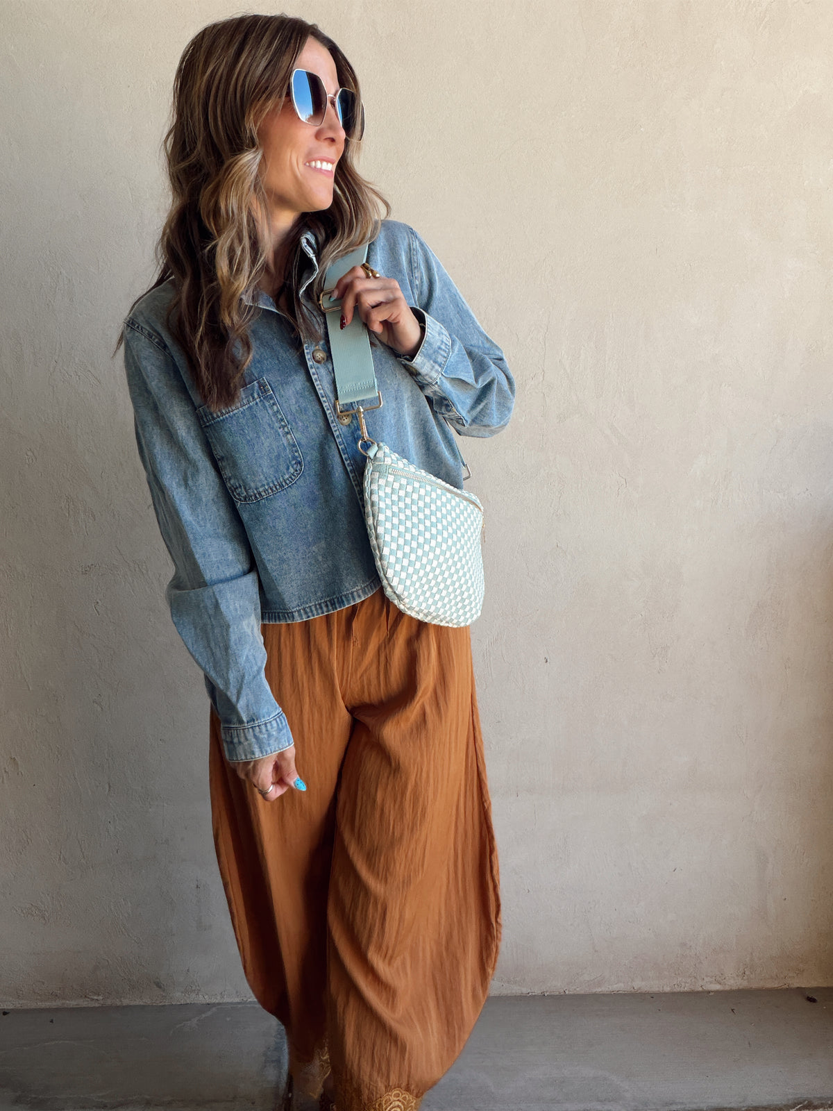 Betty Crossbody Bag in Mint & Cream