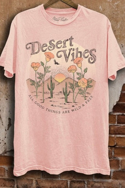 Desert Vibes Mineral Wash Tee in Pink