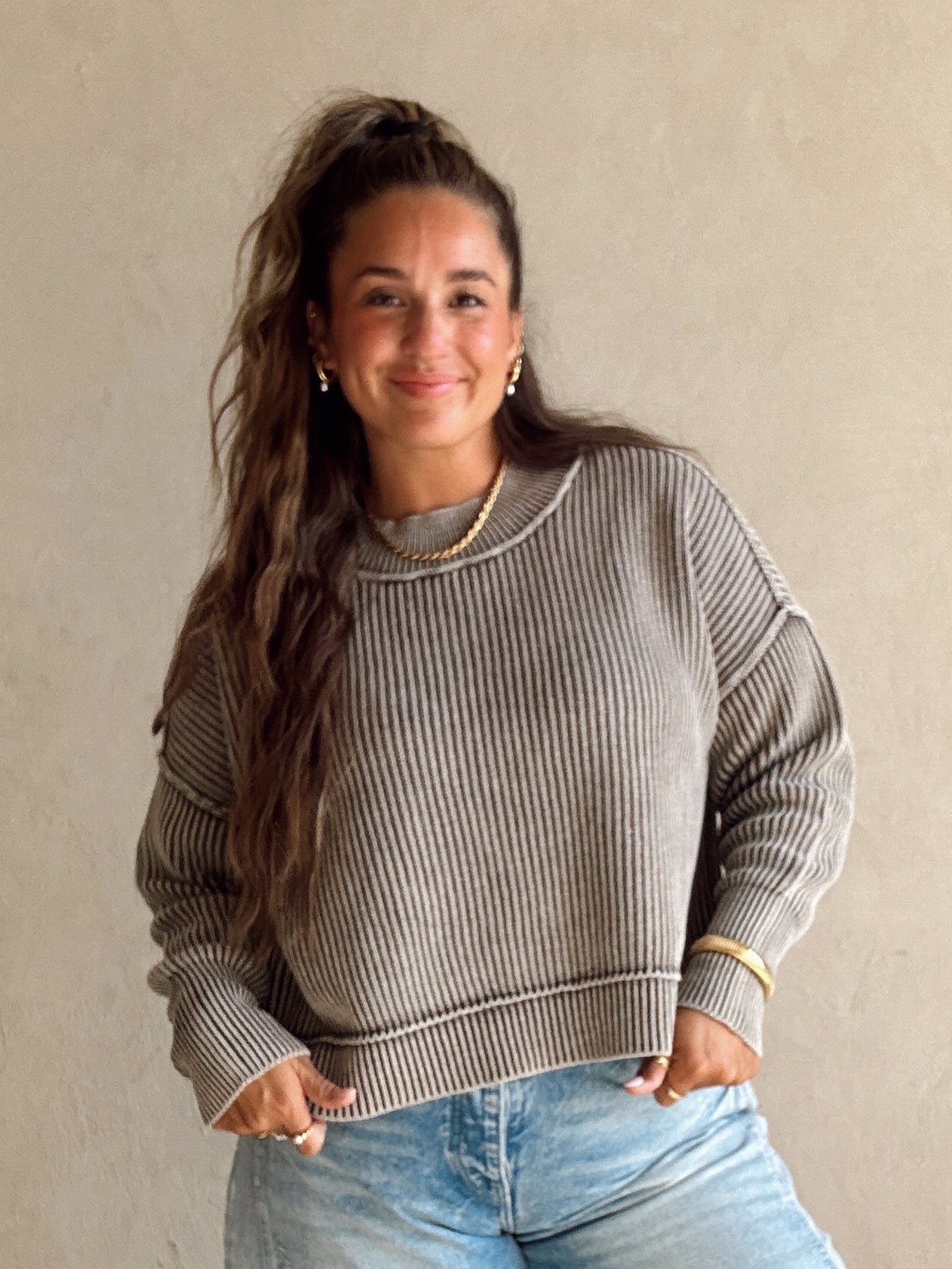 Isla Sweater in Mineral Washed Brown