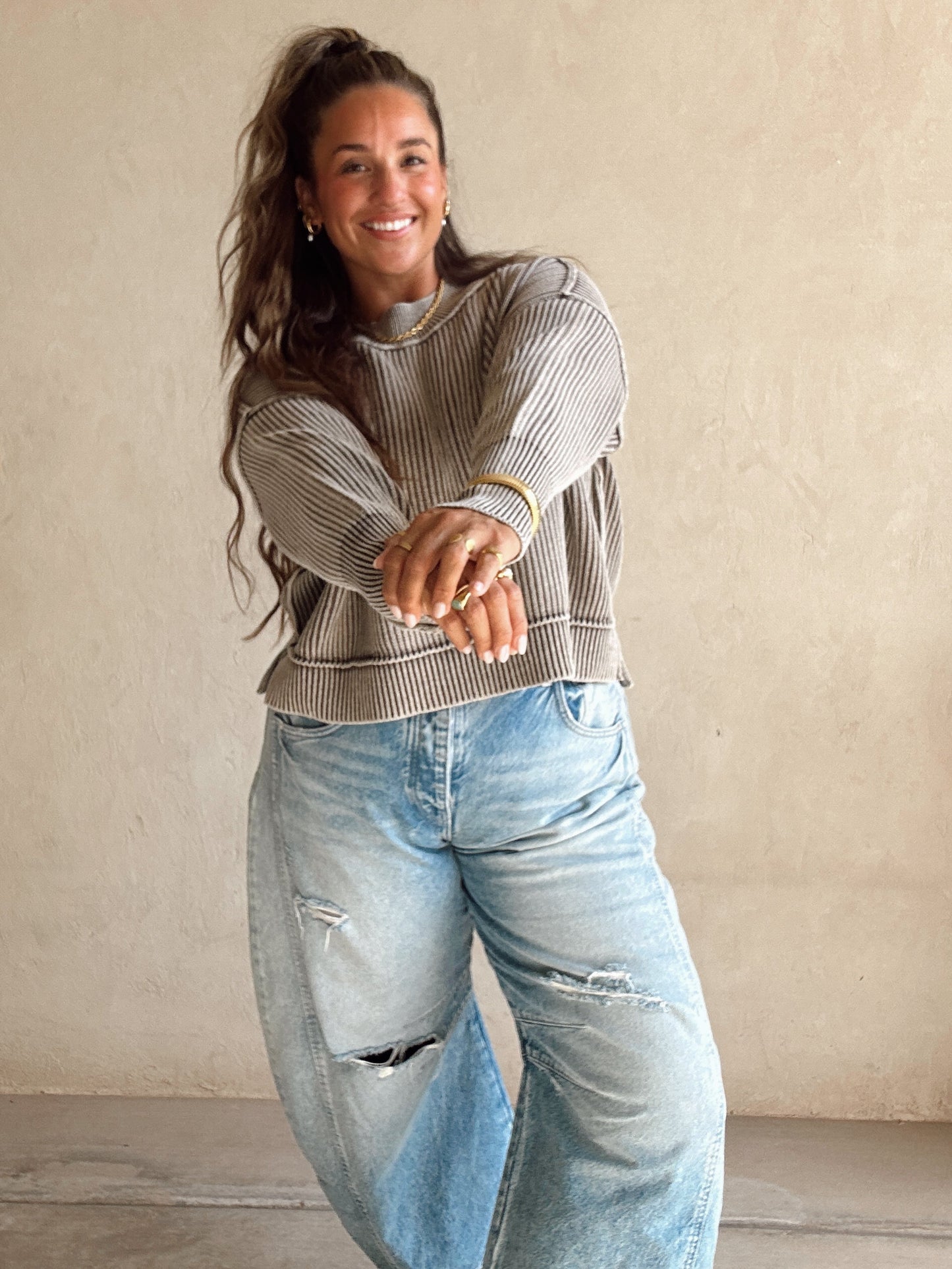 Isla Sweater in Mineral Washed Brown