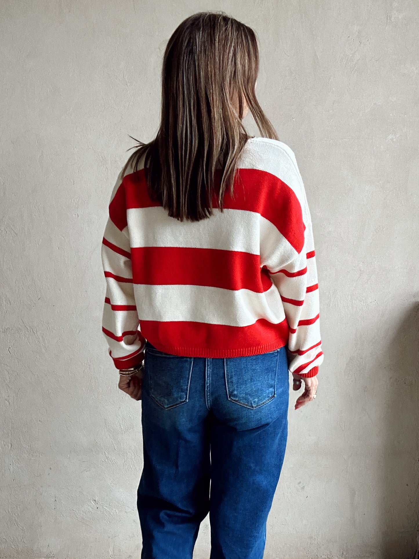 Raimie Sweater in Red & Ivory