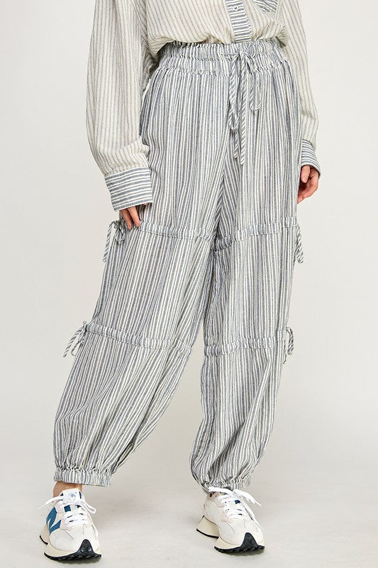 Sara Striped Joggers in Blue or Mocha