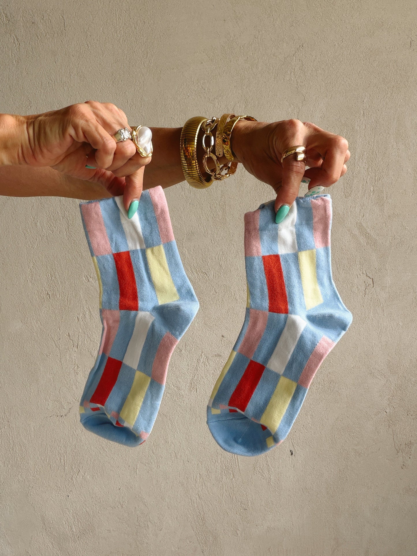 Geometric Socks in Blue