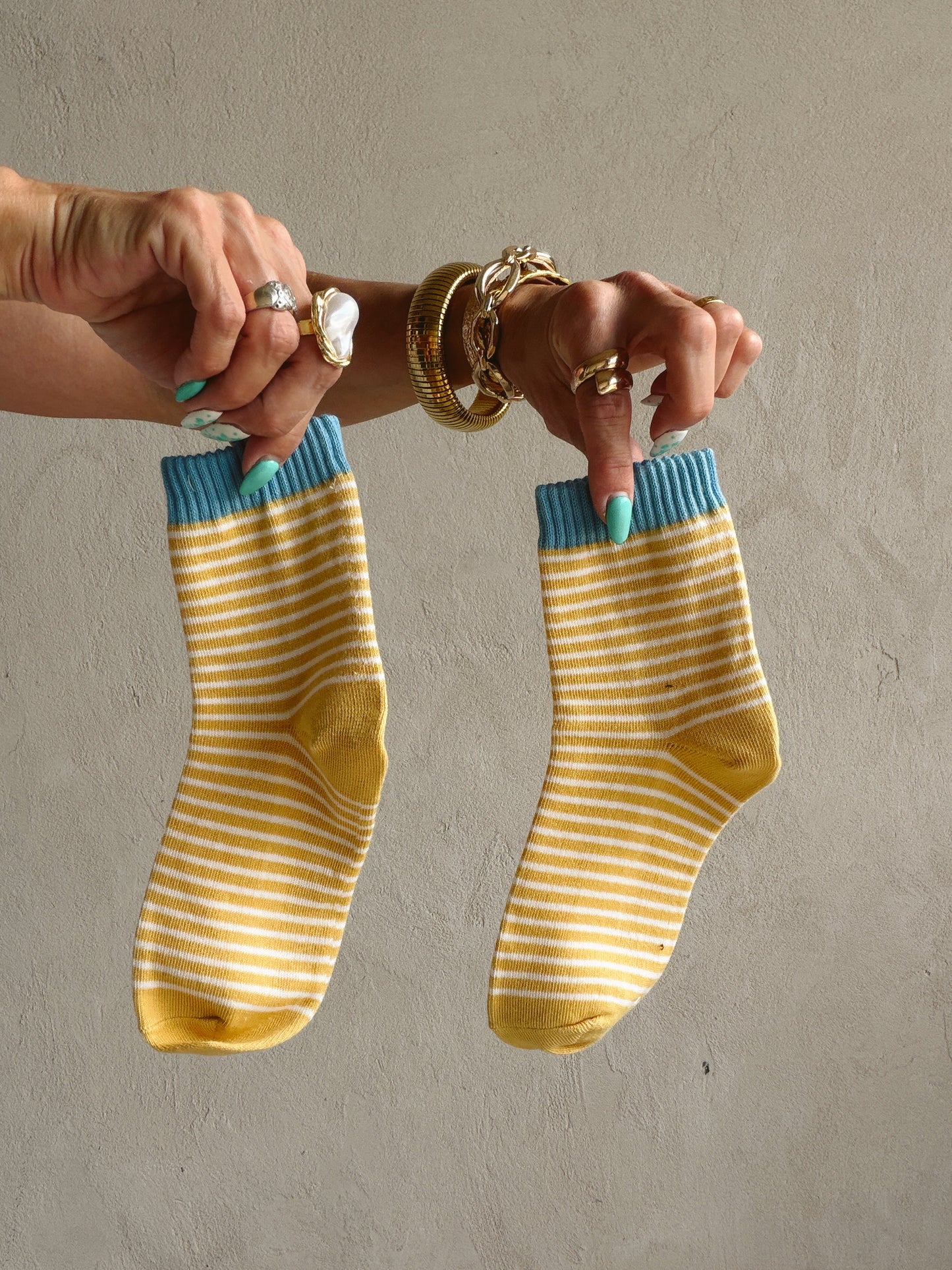 Stripe Socks in Yellow & Blue