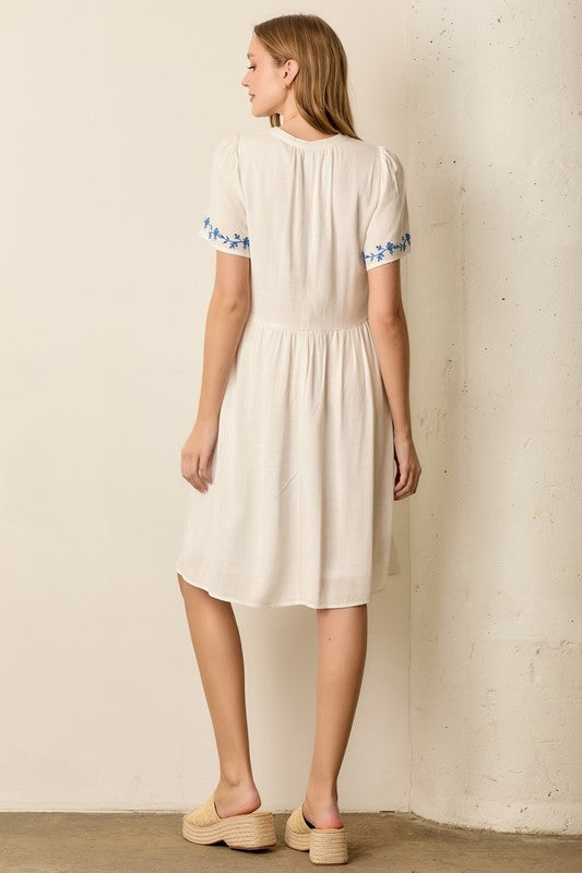 Callie Embroidered Dress in White