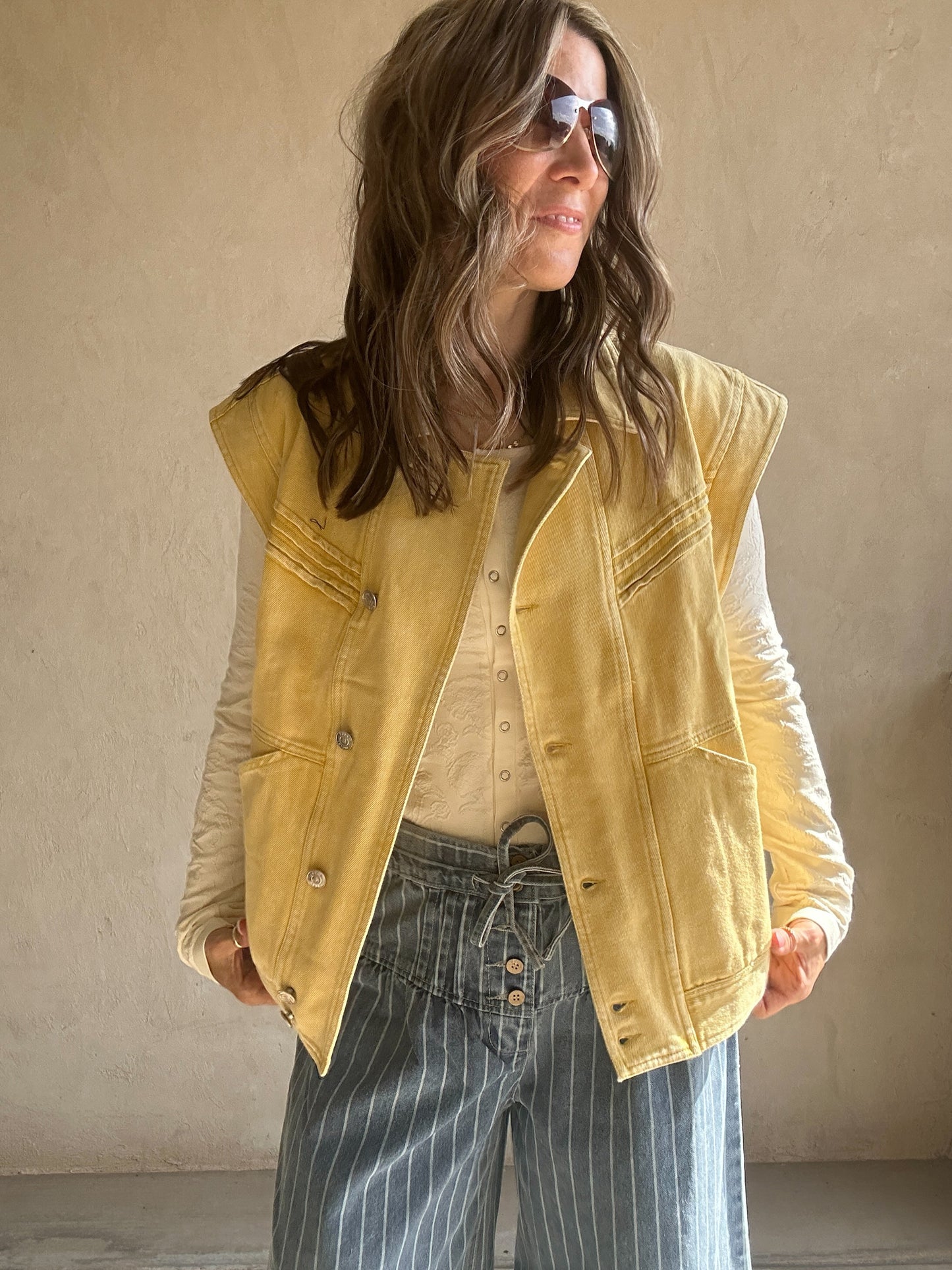 Kelly Denim Vest In Sunshine