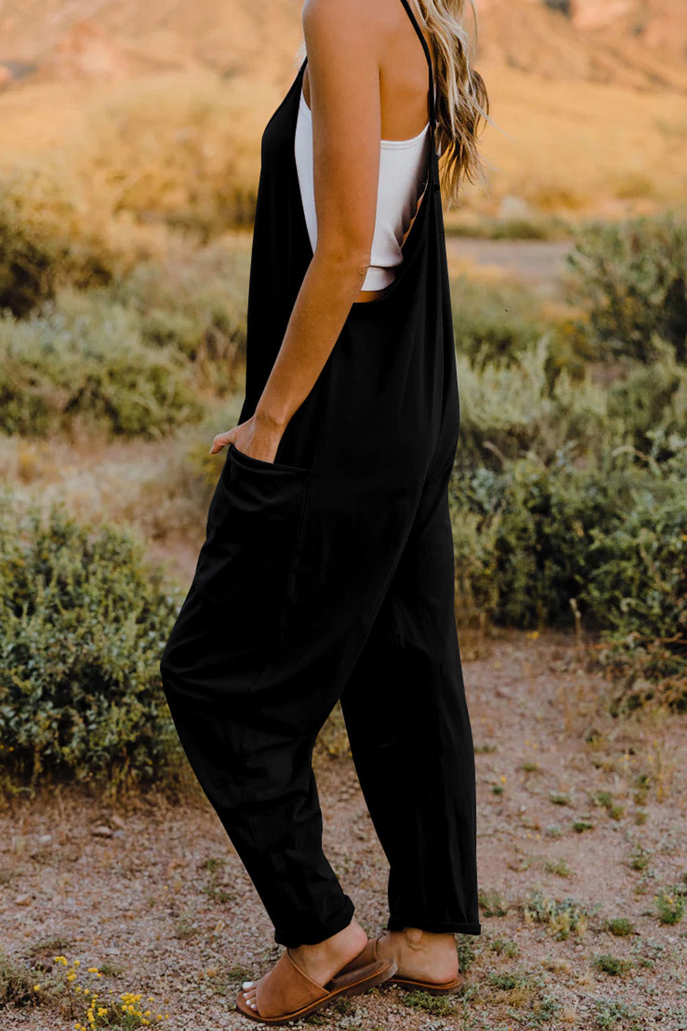 Sleeveless Jumpsuit with Pockets