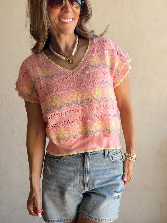 Kendall Floral Top in Pink Floral