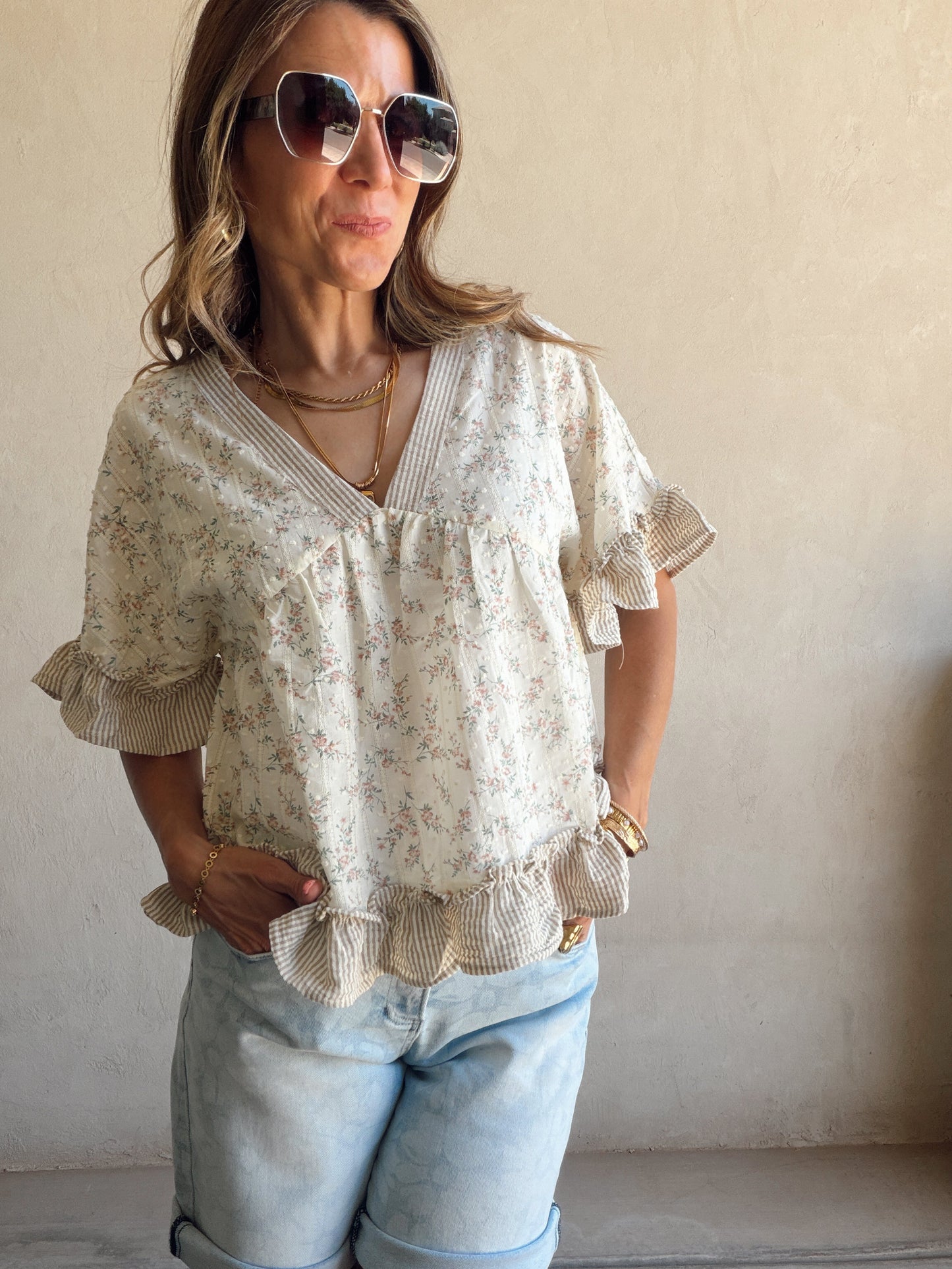 Hazel Ruffle Boho Top