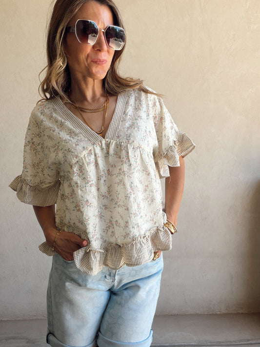 Hazel Ruffle Boho Top