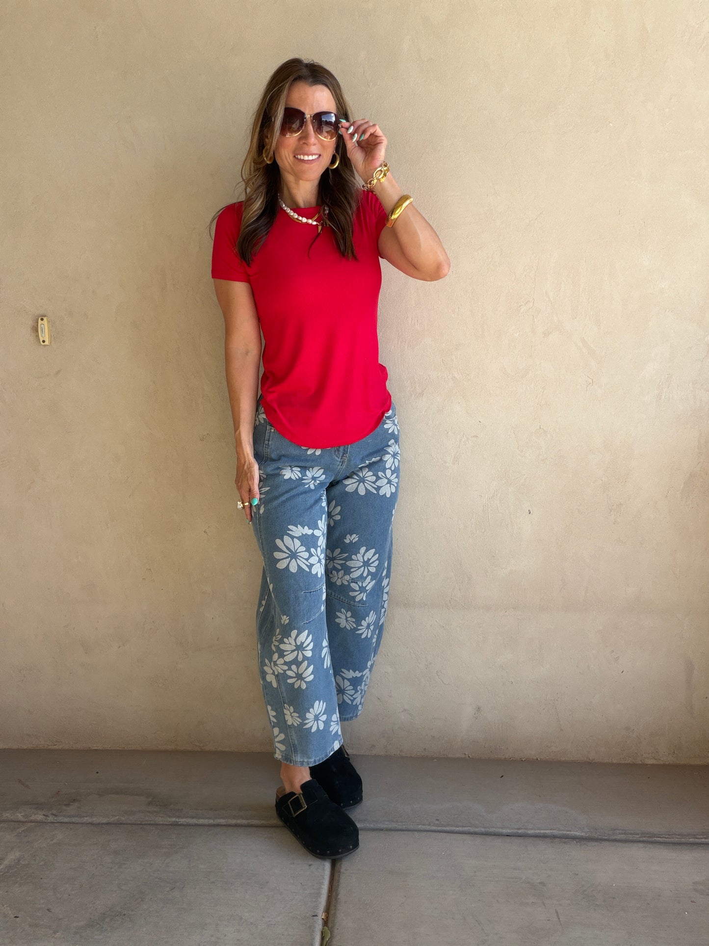 Becca Floral Jeans in Denim